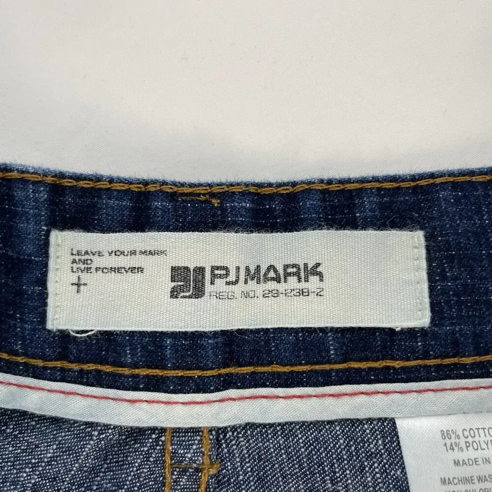 PJ Mark Mens Dark Wash Denim Straight Leg Loose Fit Jeans Size 38x32 (38x30)